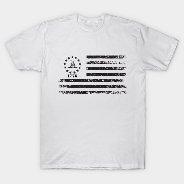 Don't Tread on Me 1776  (Black Design) T-Shirt by i4ni Studio